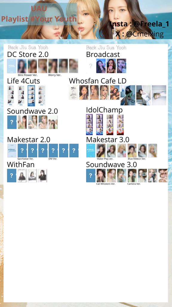 CMeixing's tweet photo. UAU Playlist #Your_Youth 

• POB Template

Yes24 Reveal, Makestar 3.0 Previous, Soundwave 3.0 Added

#UAU #Dreamcatcher #2nd_Mini_Album #Gene https://t.co/5ZqmCOSCDn