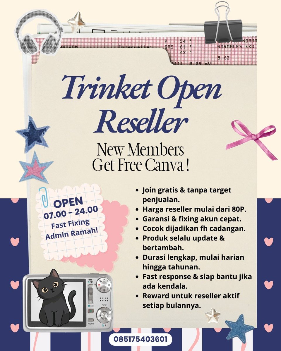 updiating's tweet photo. @xjjaehyunx 🐈‍⬛💗 ୨୧ OPEN RESELLER ୨୧
trinket is looking for new resellers! 💌
♡ no fee, no target.
♡ harga mulai dari 80P.
♡ garansi &amp; fixing cepat.
♡ admin ramah no rude!
♡ open 24 jam

interested? just send me a message! https://t.co/3uQy3rHxwr

⊹ ࣪ ˖ see you, future reseller! ♡ https://t.co/v6oxGQveyI