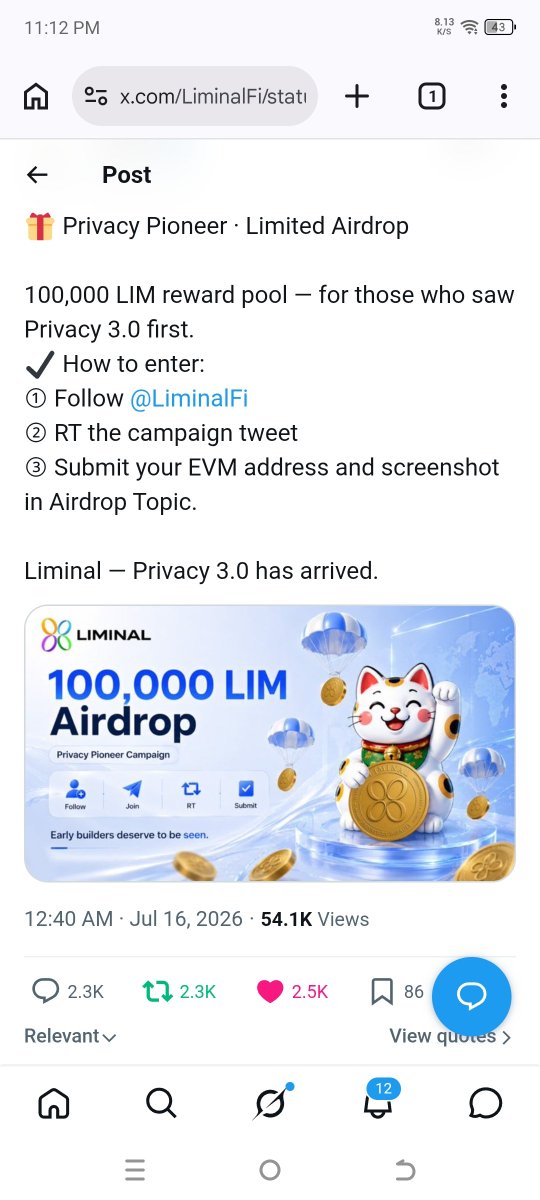 ErshadulT1's tweet photo. @LiminalFi 0x8BdAc5C401CB60F398ae3EB87A51B6572B06e11e https://t.co/NMw2WrutpI