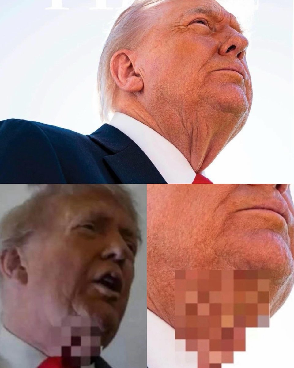 LeoRexMax's tweet photo. Japanese P0rn censoring AI Automatically pixelates Trump's neck whenever he appears on TV https://t.co/ZtsotYKB0s