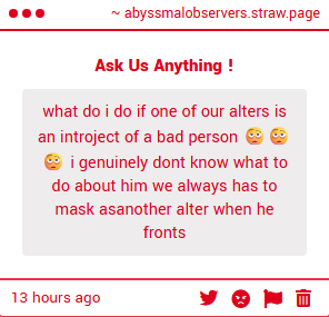 _abyssmalbeings's tweet photo. This is your Daily Reminder that Introjects Are Not Their Source! Can you have an introject of a bad person? Absolutely positively. It's also normal to be ashamed of it, because of who they are. But it is normal, we have some that, aren't the best people in their source. https://t.co/qyw92L6Vdr