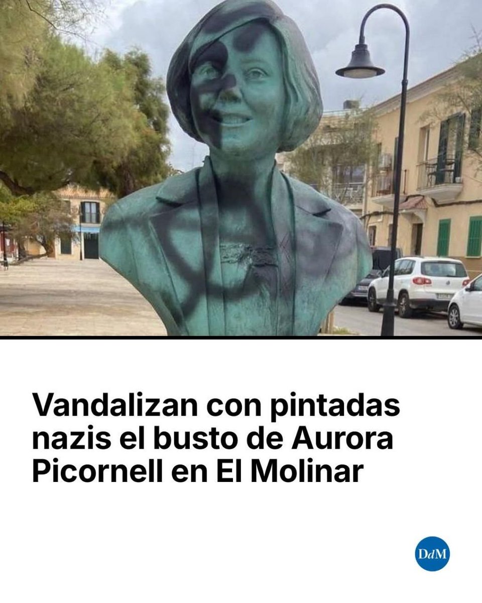 AinaDiazV's tweet photo. Por lo q sea... en Mallorca las Policías localizan antes a quien vandaliza una inmobiliaria, q a quienes sistemáticamente vandalizan el busto de Aurora Picornell.

Por lo que sea...

(Busto de Aurora -dirigente del PCE violada y ejecutada la noche de reyes del 37 por fascistas-). https://t.co/ek7cWROqIK