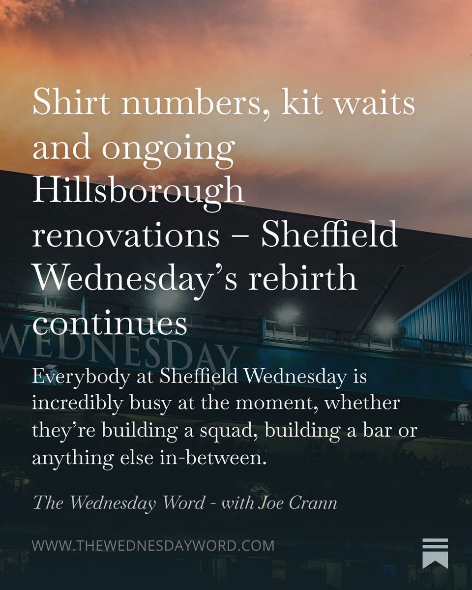 YesWeCrann's tweet photo. Sheffield Wednesday’s away and third kits have been finalised, and it’ll be black numbers on the back of the new home shirt…

Renovations, some timelines, and hopes for new faces.

More: https://t.co/n67cg6Qj8S #SWFC https://t.co/9VBUeKDd8Z