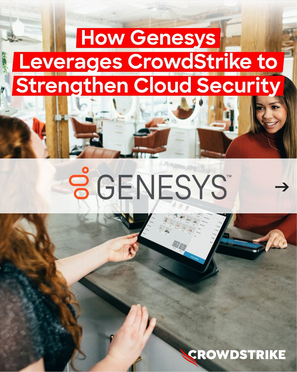 CrowdStrike's tweet photo. Cloud security should be built into development — not bolted on after.

See how @Genesys uses Falcon Cloud Security to embed security into its development pipeline, protect production workloads, and accelerate investigations.

Read the story: https://t.co/u3boSxRI6K https://t.co/QGh6aed6hh