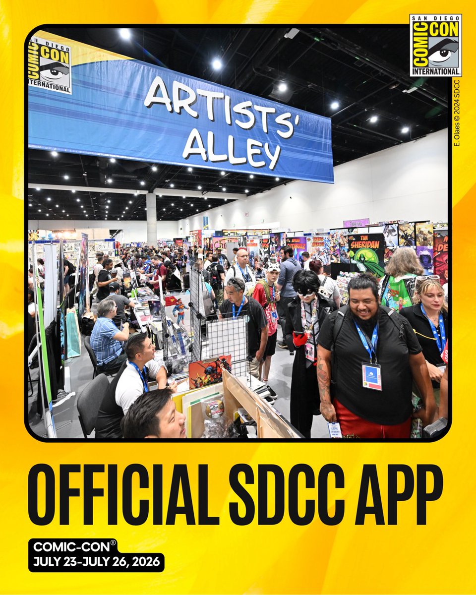 Comic_Con's tweet photo. Comic-Con 2026 is almost here! Download the official app for free and keep maps, schedules, exhibitor info, and important updates right at your fingertips throughout the show. https://t.co/dFpSGDw04q https://t.co/omIoclIC9M