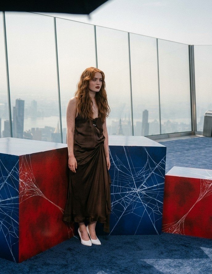 BoinkBuzz's tweet photo. Sadie Sink at the "Spider-Man: Brand New Day" photocall in New York https://t.co/GvM09N0ht7