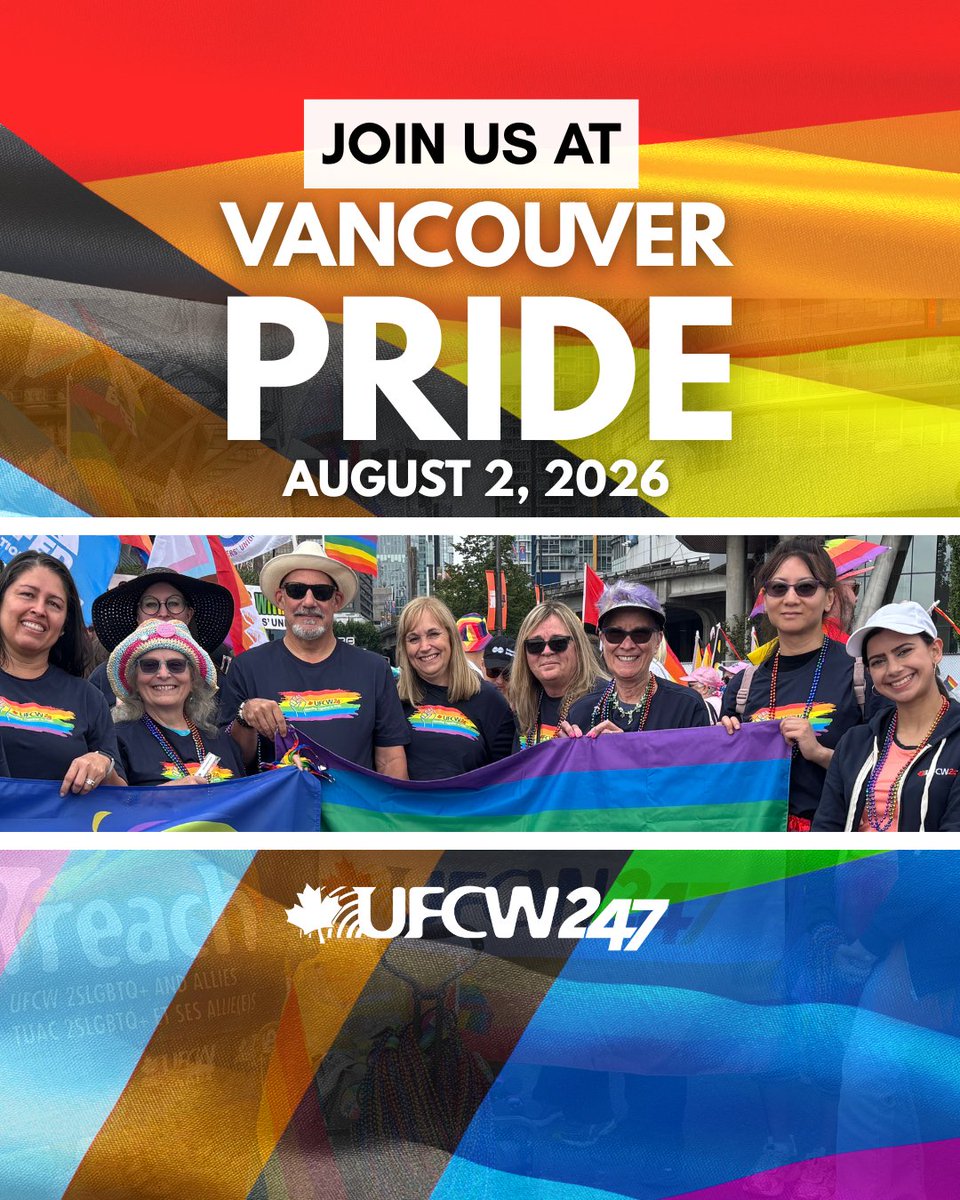 UFCWLocal247's tweet photo. Pride season is already in full swing. 🏳️‍🌈

For this year's Vancouver Pride, we'll be marching with our labour movement and the BC Federation of Labour. 

Interested in joining us? Let us know at ufcw@ufcw247.com or 1-888-361-8329 https://t.co/PbJpUAiHHk