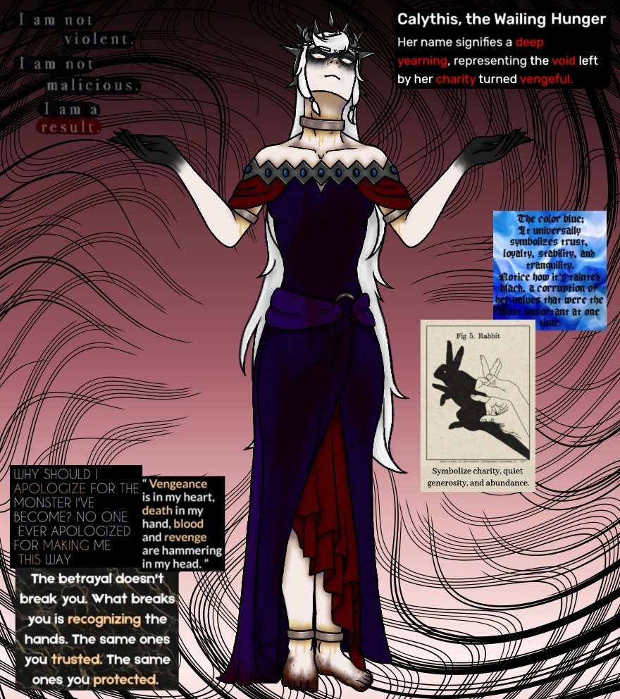 StarTaurus0615's tweet photo. Here's my girl Calythis. She was once a kind and benevolent goddess of charity. That was before colonists came and offered gold and riches in exchange for her devotees chaining and denouncing her. Her tears marred her cheeks. Her chains harm her. https://t.co/Vgn2fQmd0d
