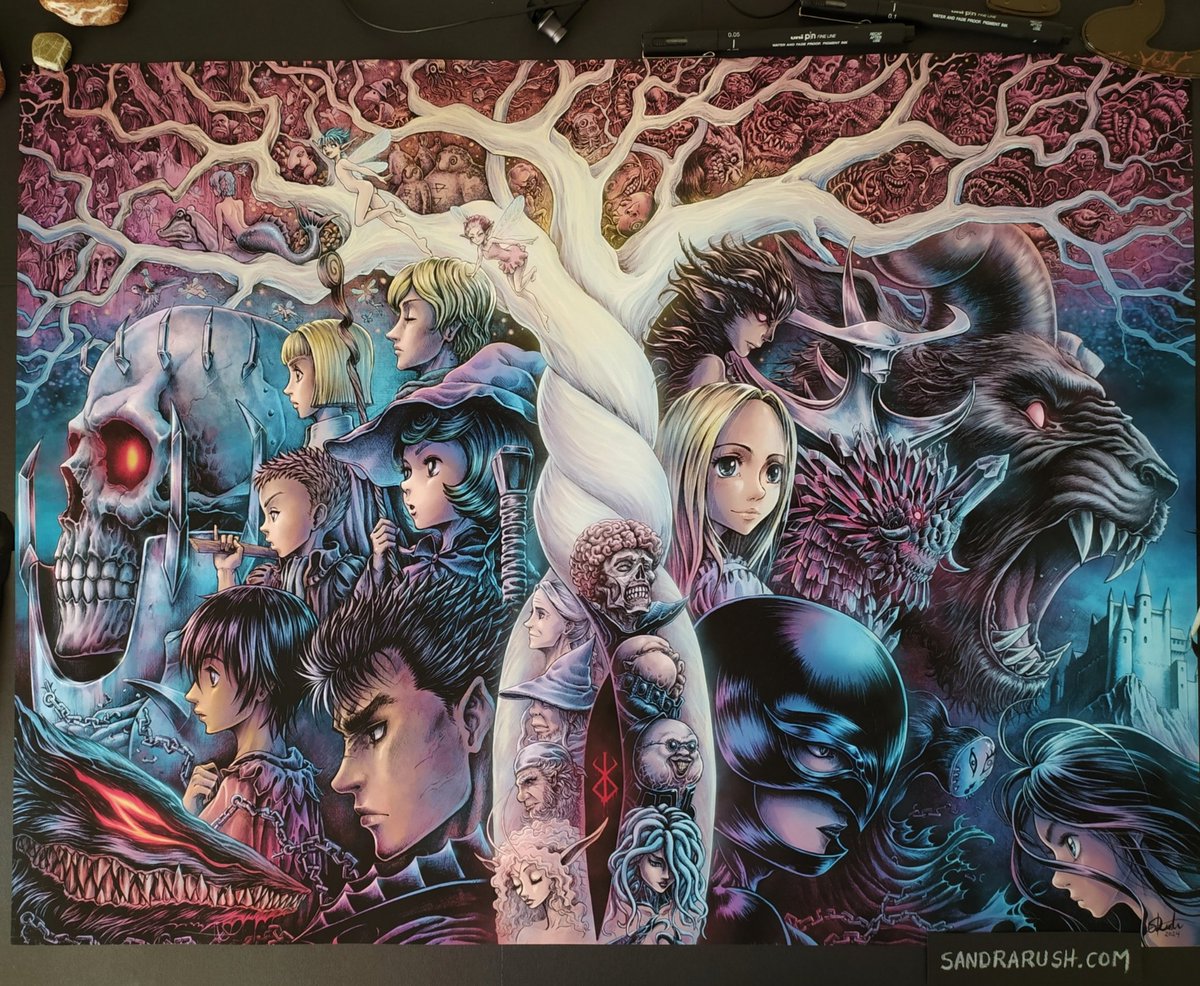Sandra_S_Rush's tweet photo. Fantasia 💙 My largest Berserk fanwork, Hand-drawn + digital colors, Prints available at https://t.co/lEfQwo4IKY 💙 https://t.co/mDs2Crpep7
