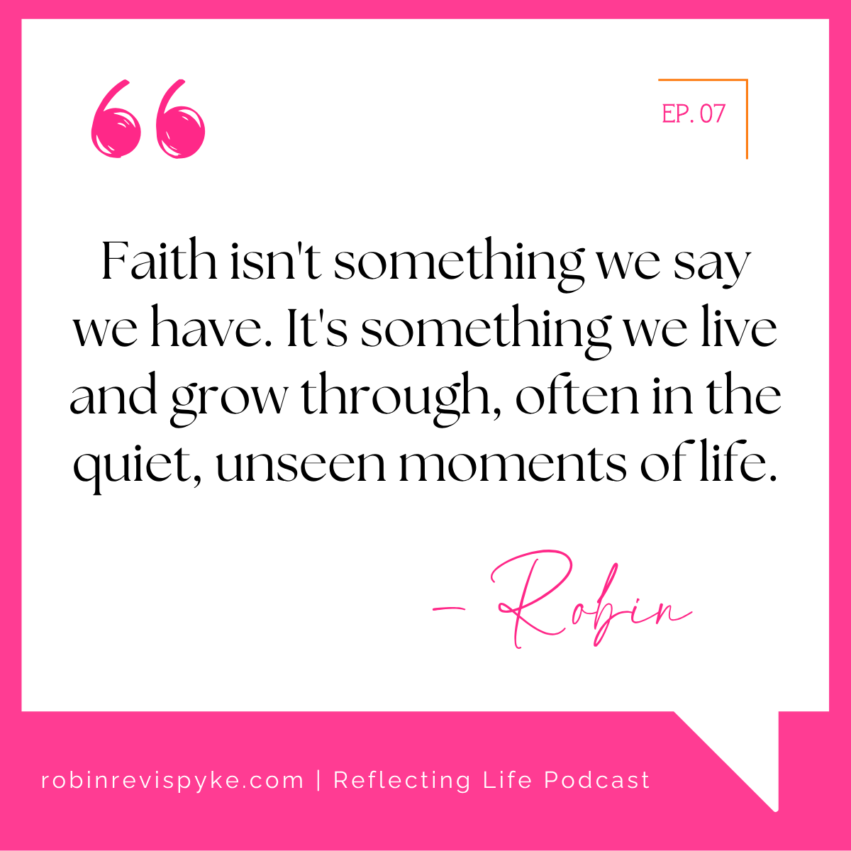 drrobinpyke's tweet photo. Faith grows in the places no one else can see.

In this episode of *Reflecting Life*, Robin shares how God uses seasons of waiting, unanswered prayer, and quiet perseverance to strengthen our trust in Him.

💗 Faith isn't something we say we have. It's something we live and grow through, often in the quiet, unseen moments of life.

Listen or read more:
https://t.co/xw2aIpOQd8

#FaithThroughTrials #TrustGod #ChristianWomen #FaithJourney #WaitingOnGod
