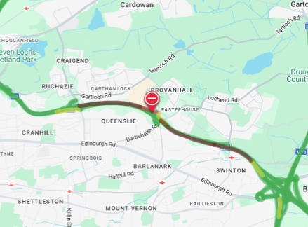 trafficscotland's tweet photo. ❗️NEW 🕐18:36

🗺️#M8 Junction 10 (Bartiebeith)

⛔️The #M8 is ⛔️CLOSED WESTBOUND⛔️ due to a police incident.

Drivers should use caution on approach and expect delays.

Current delay approx. 26 mins.

Plan your journey at https://t.co/YhNVx5VKCN https://t.co/E0to1LxcGw