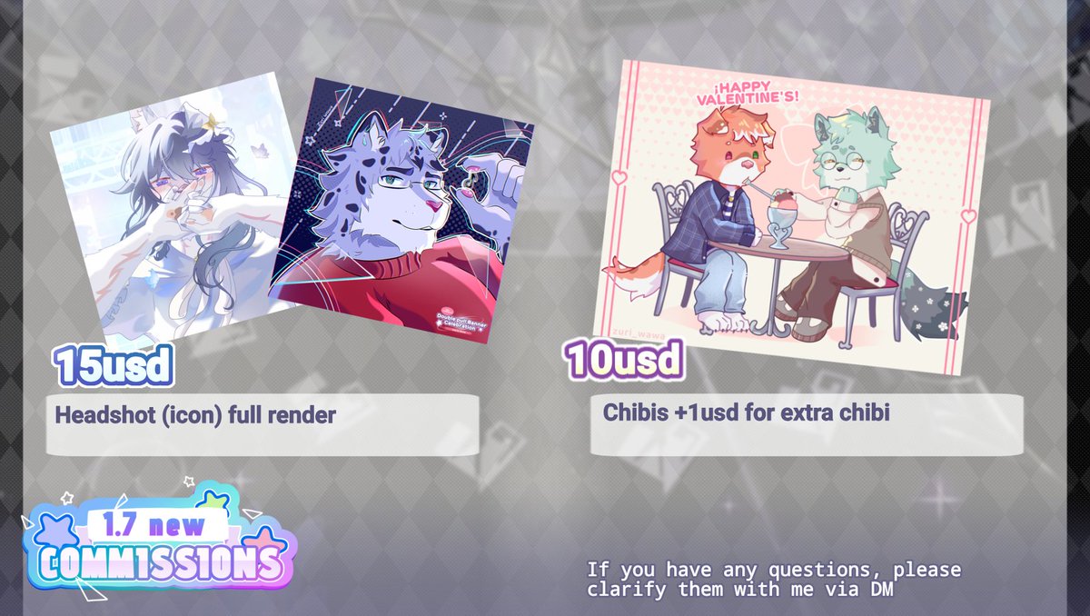 Zuri_wawa's tweet photo. ★¡1.7 New Commissions ya está aquí!★
Realmente lo necesito así q lo adelante tehe
Cualquier duda lo podemos aclarar al DM,lean bien cada panel okeiii? Es importante :3
#Opencommision
#CommisionFurry #FurryArt
#FurryCommunity #commissionㅤ https://t.co/QtOfVVvnFi
