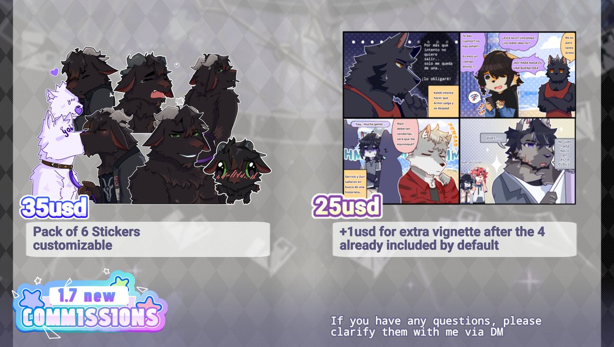 Zuri_wawa's tweet photo. ★¡1.7 New Commissions ya está aquí!★
Realmente lo necesito así q lo adelante tehe
Cualquier duda lo podemos aclarar al DM,lean bien cada panel okeiii? Es importante :3
#Opencommision
#CommisionFurry #FurryArt
#FurryCommunity #commissionㅤ https://t.co/QtOfVVvnFi