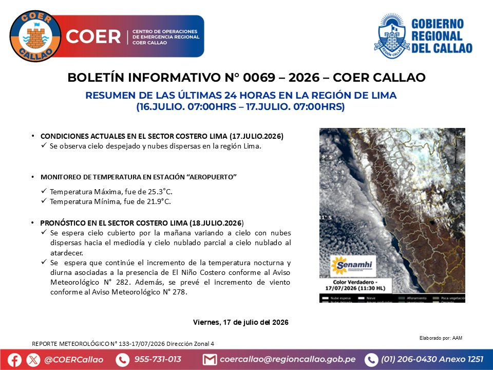 COERCallao's tweet photo. RESUMEN DE LAS ÚLTIMAS 24 HORAS EN LA REGIÓN DE LIMA (16.JULIO. 07:00HRS – 17.JULIO. 07:00HRS) #Callao #Bellavista #CarmenDelaLeguaReynoso #LaPerla #LaPunta #MiPeru #Ventanilla #GobiernornoRegionalDelCallao #COERInforma #GoreCallao https://t.co/aPDN6KY3qL