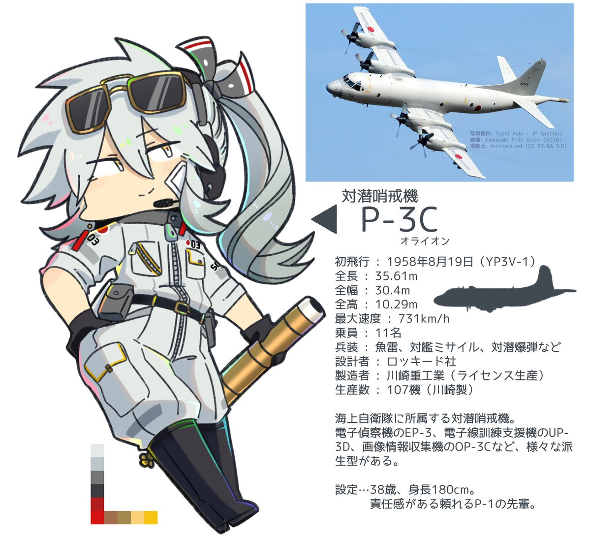 takepiyo625's tweet photo. P-3C オライオン/Orion（本の見本）
#擬人化 #のんせか https://t.co/9n6oY82pCB