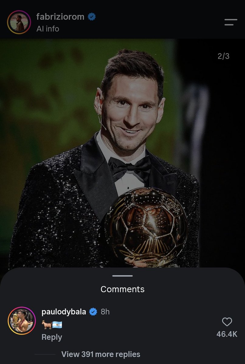 Bonmatimessi's tweet photo. Paulo Dybala's reaction to a possible 9th Messi ballon d'or 💛 https://t.co/yYQolaxH5U