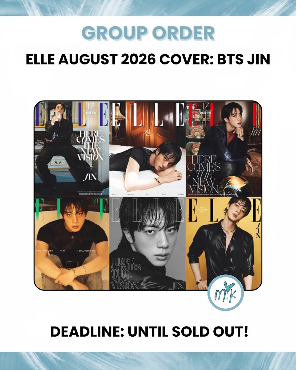 MIK_GO2's tweet photo. 🇮🇹🇪🇺[#GO] #BTS JIN - ELLE August 2026 

💶22€ each

📦KR/ITA SHIPPING and CUSTOMS INCLUDED

‼️Deadline: until sold out!

😚Garanzia al 100% fino a casa vostra

🇮🇹🇬🇧Modulo da compilare/form:

https://t.co/751t2Csvvl

#btsgrouporder #kpopshop #kpopitalia https://t.co/Yek43pAYQt