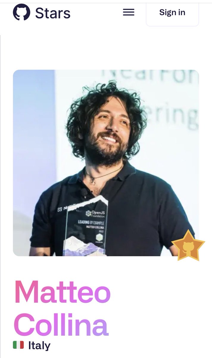 matteocollina's tweet photo. After 16+ years on @github, I’m finally a star. ⭐️ https://t.co/6KU7wLBM8t
