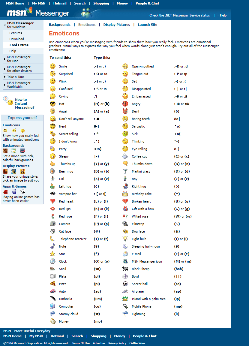 WebDesignMuseum's tweet photo. MSN Messenger emoticons in 2003 https://t.co/IAjj6BG362