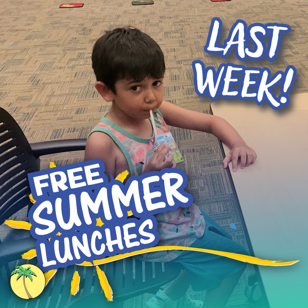 pbclibrary's tweet photo. Only one more week to eat Free Summer Lunches at your Library! Children 18 and under can receive a free lunch until Fri, Jul 24 at all our branches, courtesy of the Palm Beach County School District. Link in bio.

#PBCLibrary #Library #Free #Summer #Kids https://t.co/ShRz5e4Bqa