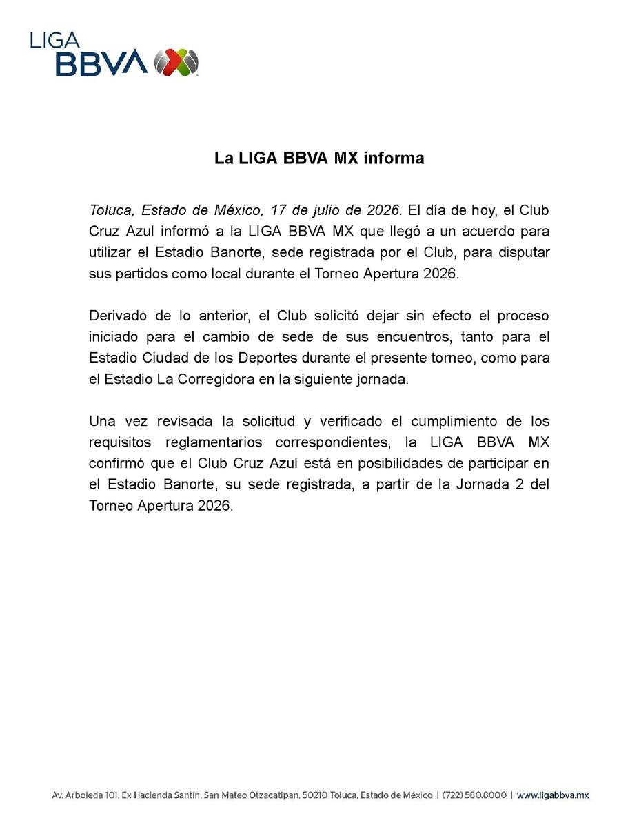 LigaBBVAMX's tweet photo. La Liga BBVA MX informa: https://t.co/wZLz2KPnJr