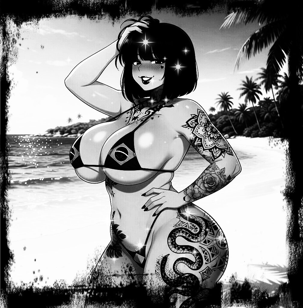 Laryyrpg's tweet photo. 🍑— aí aí... A praia é tão linda né ? Eu me pergunto como seria as coisas se eu relaxasse um pouco depois de dias de trabalho duro.

– A mulher botou a mão em sua cabeça, retirando sua franja enquanto sorria com aquele seu corpo sensual com grandes curvas e recheado de carne. https://t.co/QekimID1PA