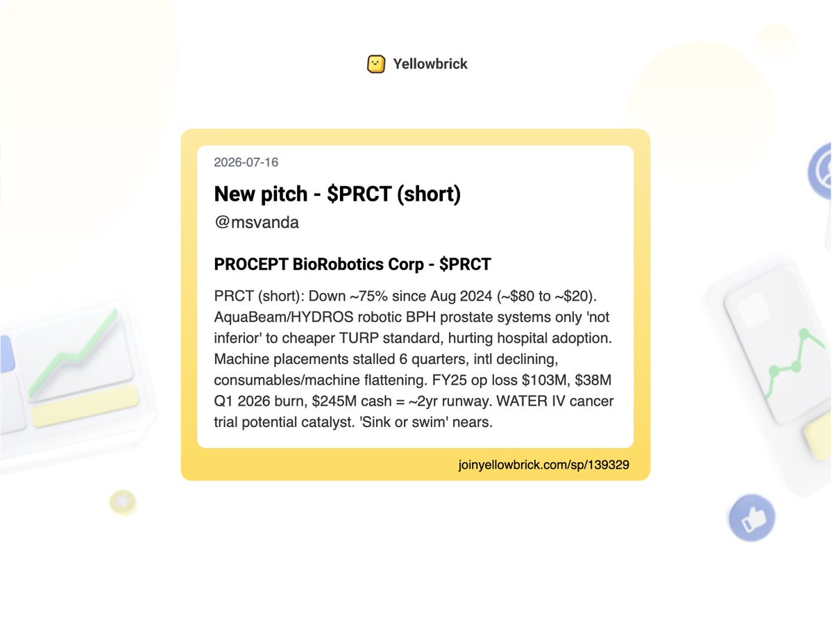 joinyellowbrick's tweet photo. Added 70 new stock write-ups to the site (pt 1):
@Govro12 (GARP ideas) - $6492.T, $THEP.PA, $9790.T, $EUK3.F, $6432.T, $PERR.PA, $6231.T, $SONY, $6333.T, $SAP, $INTU
@whirlybard - $PLAS.CN
@msvanda - $PRCT (short)
@HarrisonMoot - $SE, $TRST.L https://t.co/lmViSTC52G