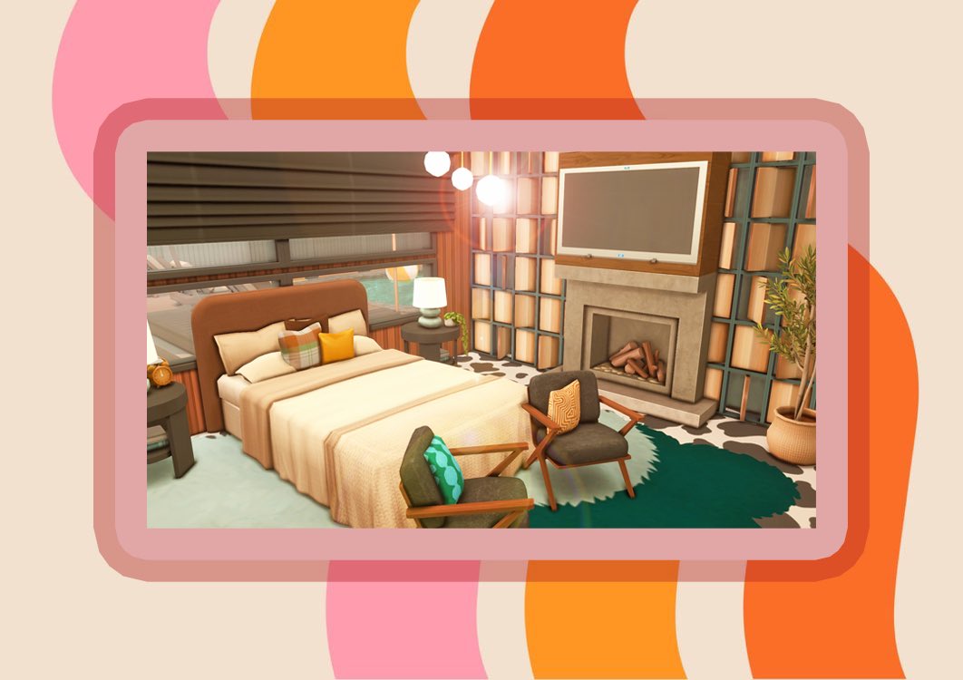 lazysimie's tweet photo. ✌🏼 Save file out now on @wrzosowemarzeniaa Patreon #crazyretro 🧡
Mid Century Bungalow 🩷📺
♡ l §96,587
♡ l 30x20 | Oasis Springs
♡ l Residential
🛏️ 1 l 🚽 2
🌙 l Gallery ID: Lazysimie
🫧 l No CC
#TheSims #TheSims4 @TheSims https://t.co/6QdQWDezW9