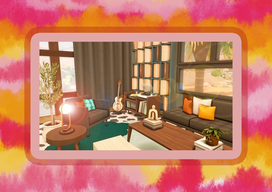 lazysimie's tweet photo. ✌🏼 Save file out now on @wrzosowemarzeniaa Patreon #crazyretro 🧡
Mid Century Bungalow 🩷📺
♡ l §96,587
♡ l 30x20 | Oasis Springs
♡ l Residential
🛏️ 1 l 🚽 2
🌙 l Gallery ID: Lazysimie
🫧 l No CC
#TheSims #TheSims4 @TheSims https://t.co/6QdQWDezW9