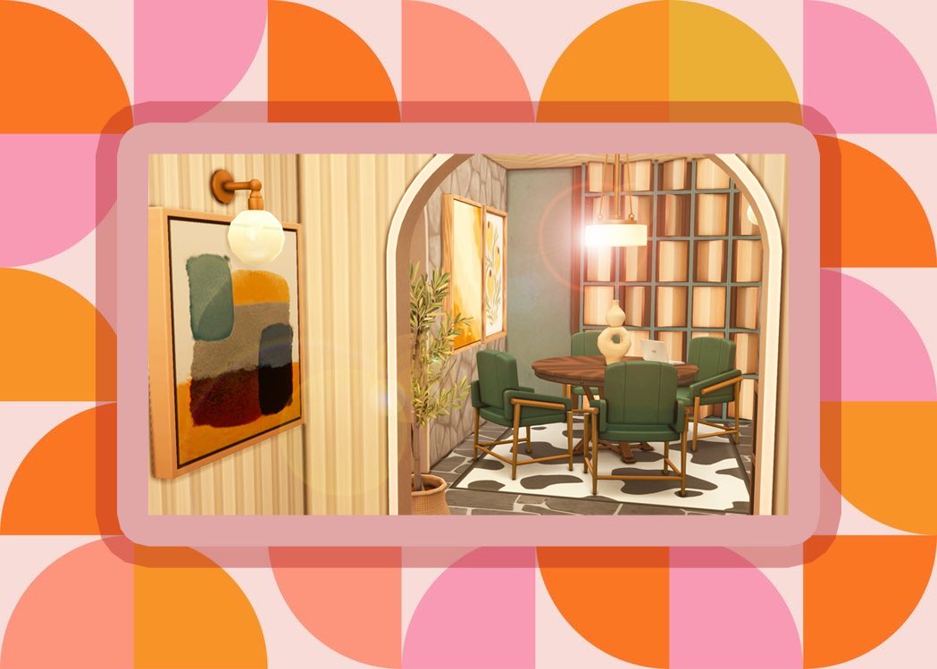 lazysimie's tweet photo. ✌🏼 Save file out now on @wrzosowemarzeniaa Patreon #crazyretro 🧡
Mid Century Bungalow 🩷📺
♡ l §96,587
♡ l 30x20 | Oasis Springs
♡ l Residential
🛏️ 1 l 🚽 2
🌙 l Gallery ID: Lazysimie
🫧 l No CC
#TheSims #TheSims4 @TheSims https://t.co/6QdQWDezW9