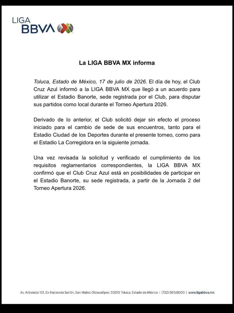 ccaballero10's tweet photo. Listo tema resuelto, Cruz Azul vuelve al Azteca… https://t.co/dz1uYtdcuJ
