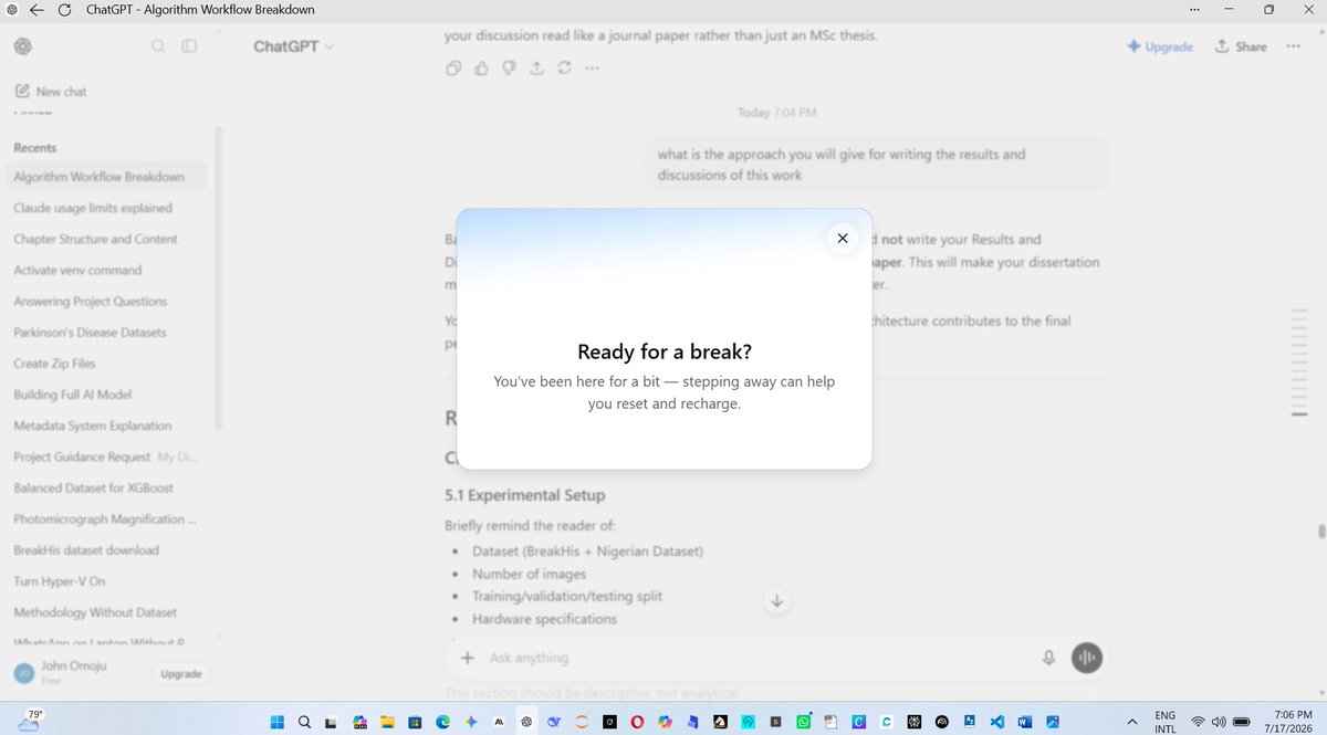JohnOmoju's tweet photo. sometimes even your AI knows you need your rest. https://t.co/IexiQN5LYD