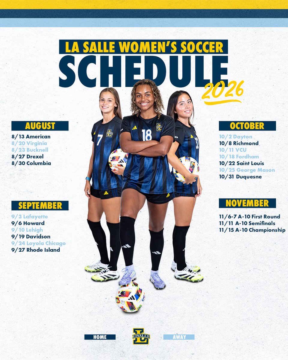 LaSalle_WSOC's tweet photo. The wait is over! The 2026 schedule is HERE ⚽️🗓️

#GoExplorers🔭 https://t.co/MlxL3n7giB