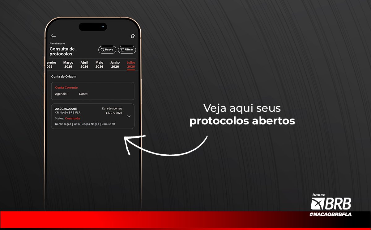 NacaoBRBFla's tweet photo. Sabia que você pode acompanhar o andamento das suas solicitações de forma simples, rápida e sem precisar ligar para a central? 
Acesse o ícone “Atendimento” no alto da tela do app e depois clique em “Consulta de protocolos”. Seu tempo vale ouro e a gente sabe disso! https://t.co/pM02y0SuCI