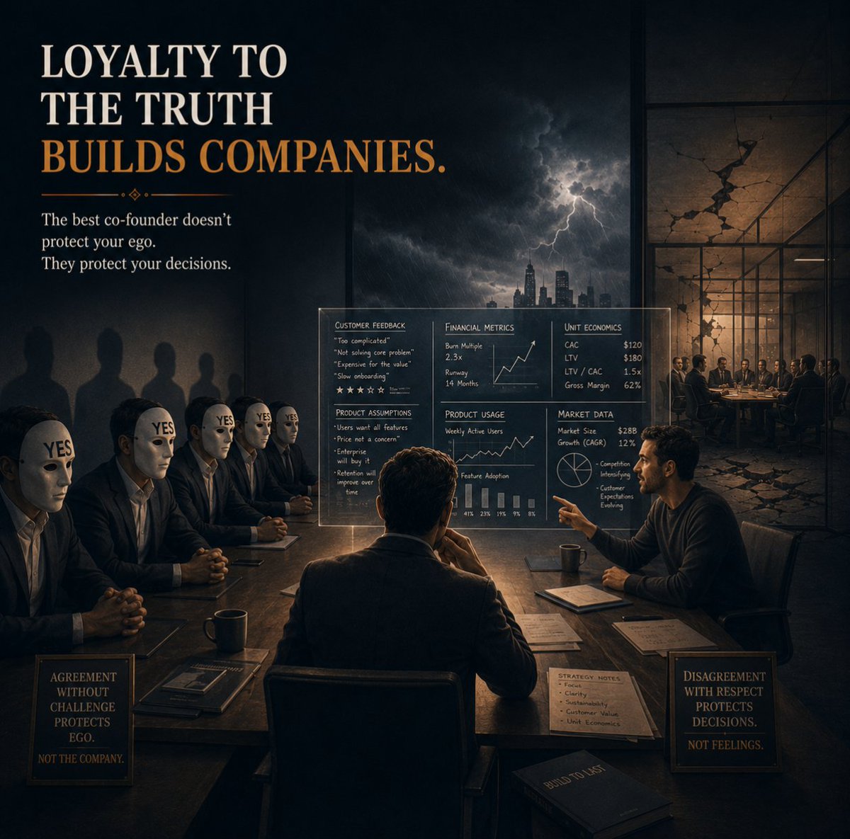phoenix121122's tweet photo. Don't look for a co-founder who agrees with everything you say.
Look for one who cares enough to tell you when you're wrong.
Comfort protects egos.
Truth protects companies.

#PhoenixStartupClinic #FounderMindset #Leadership #StartupLife https://t.co/KvPMSeiI5T