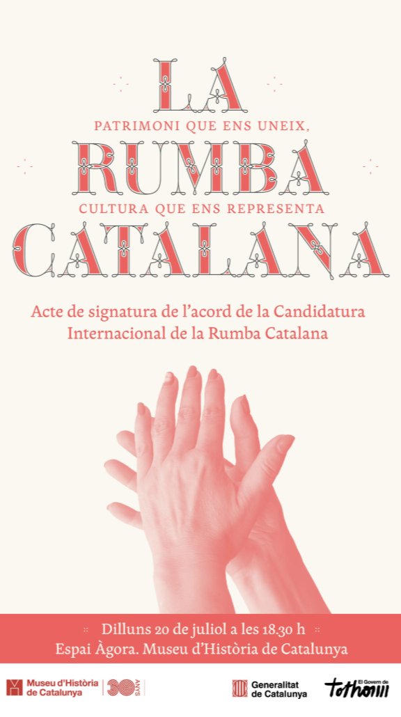 mhistoriacat's tweet photo. ⭕️ La rumba catalana fa un pas més cap a la UNESCO! 

El 20 de juliol, el #MHC acull un acte per impulsar la candidatura internacional d’aquest patrimoni viu, compartit i integrador.

🕡 18.30 h
📍 Espai Àgora

https://t.co/QUQUVfxBvU https://t.co/K3U9YljENU