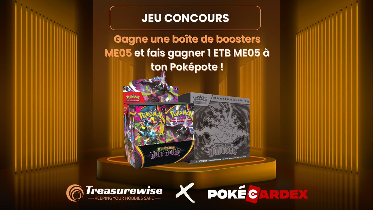 pokecardex's tweet photo. 🎁Tentez de gagner un display et une ETB ME05 avec @pokecardex et @Treasurewise_ 🌑

Pour participer :
✅ Suis @Treasurewise_ et @pokecardex 
❤️ Like + Repost
💬 Commente ta plus belle carte + tag ton poképote
📅 17/07 → 10/08 • Tirage : 11/08
📋 Règlement : lien en bio https://t.co/BAh3y7wa7c