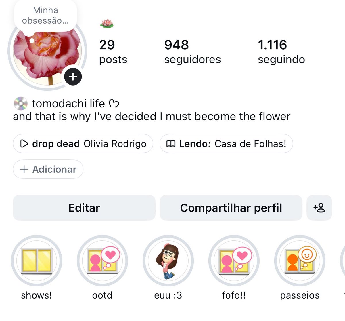 bolybolinho's tweet photo. agora dá pra adicionar sua leitura atual no perfil do insta! so cute! https://t.co/cYVkPanKUJ