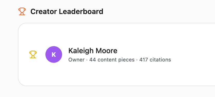kaleighf's tweet photo. While some social/influencer teams are still focused on driving impressions + brand awareness I'm out here with 417 (!!!) AI citations from my content on LinkedIn and YouTube over the last 6 months

Love these insights from @getsauceai 🌶️ https://t.co/qjWsKhic1d
