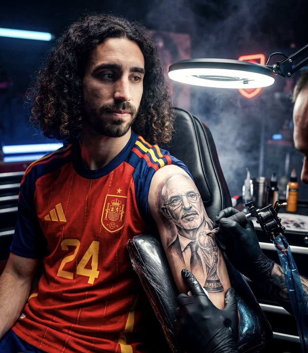 deportes_rpc's tweet photo. ¡Decisión tomada! ⚽️😅👀

"Si ganamos la Copa del Mundo, me haré un tatuaje de la cara de Luis de la Fuente en mi cuerpo", dijo Marc Cucurella. 

#FutbolRPC 📸 @FabrizioRomano https://t.co/aQnJjXTz2u