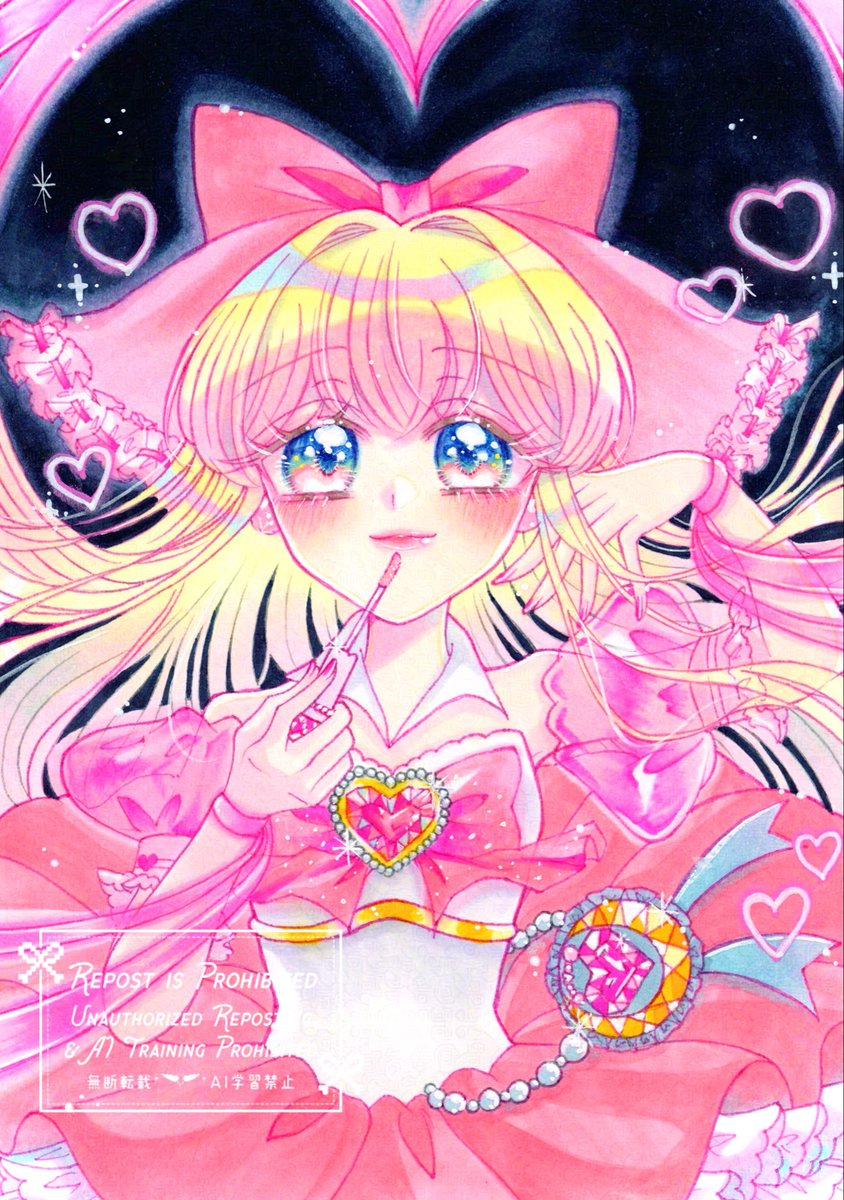 る*K様 手描きイラスト☾✧原画†✧ 紅の悪魔少女✧₊色紙✧コピック✧デビル☾オ Magical Girl』 コピック、コピックマルチライナーピンク、コピックア