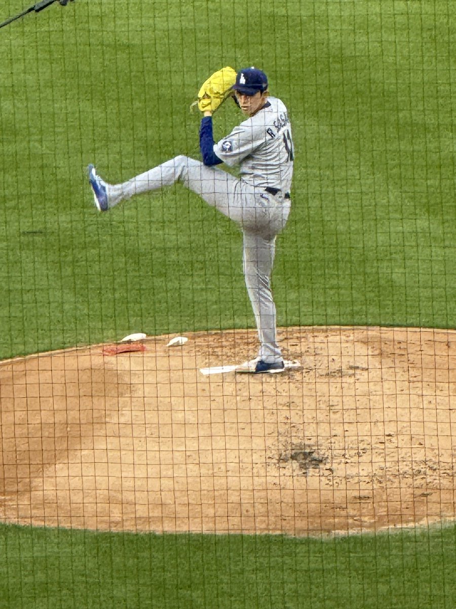 DodgersNation's tweet photo. Roki Sasaki is about to pitch at Yankee Stadium for the first time in his career 🔥 https://t.co/HCzjLH26zv