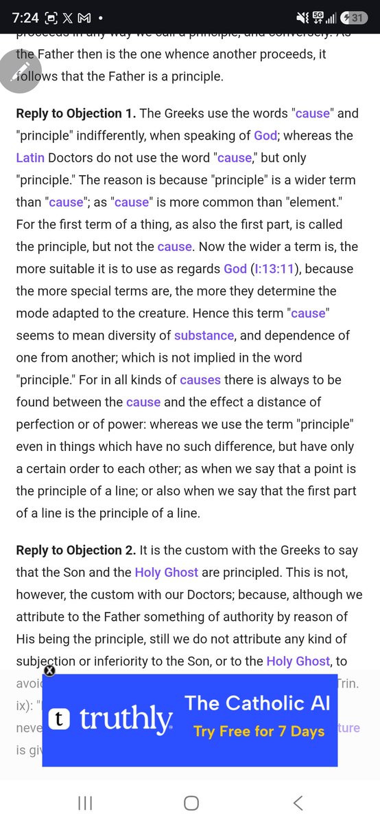 KStwosz's tweet photo. @SilentMindView @papism101 You failed to understand that the sense in which a word is used is context dependent and not univocal across centuries. By the time of Florence, Greeks used 'aitia' and 'arche' indifferently, as Aquinas observes. Florence used 'aitia' as principle, not principium principaliter. https://t.co/TASMj6DlT1