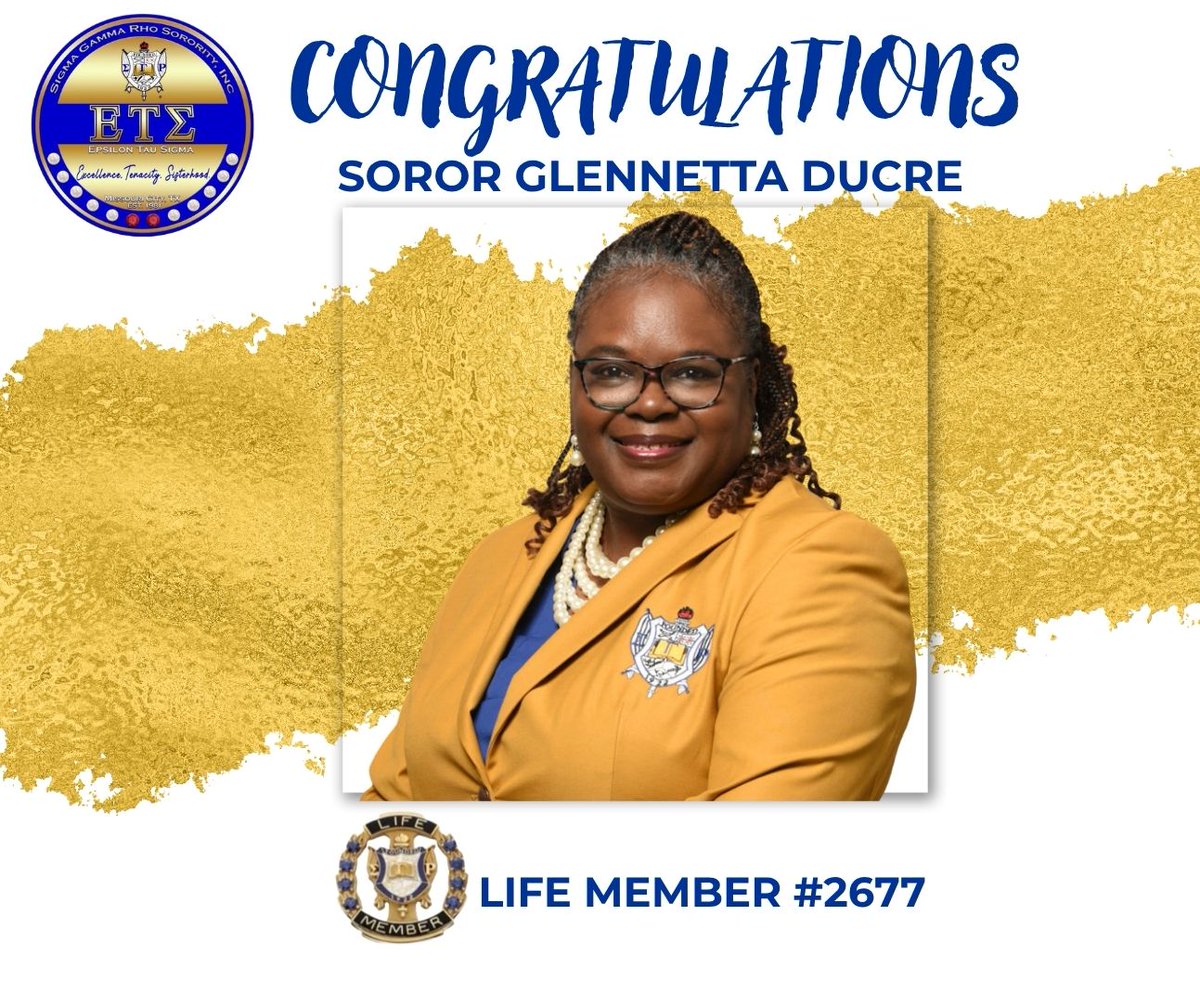 sgrhomocity's tweet photo. Let’s congratulate Epsilon Tau Sigma’s newest Life Member, Soror Glennetta Ducre. 
#LifeMember #SGRhoMoCity #EliteETS #SWArea3 #sgrhoupdates https://t.co/ksAsw8bRf4