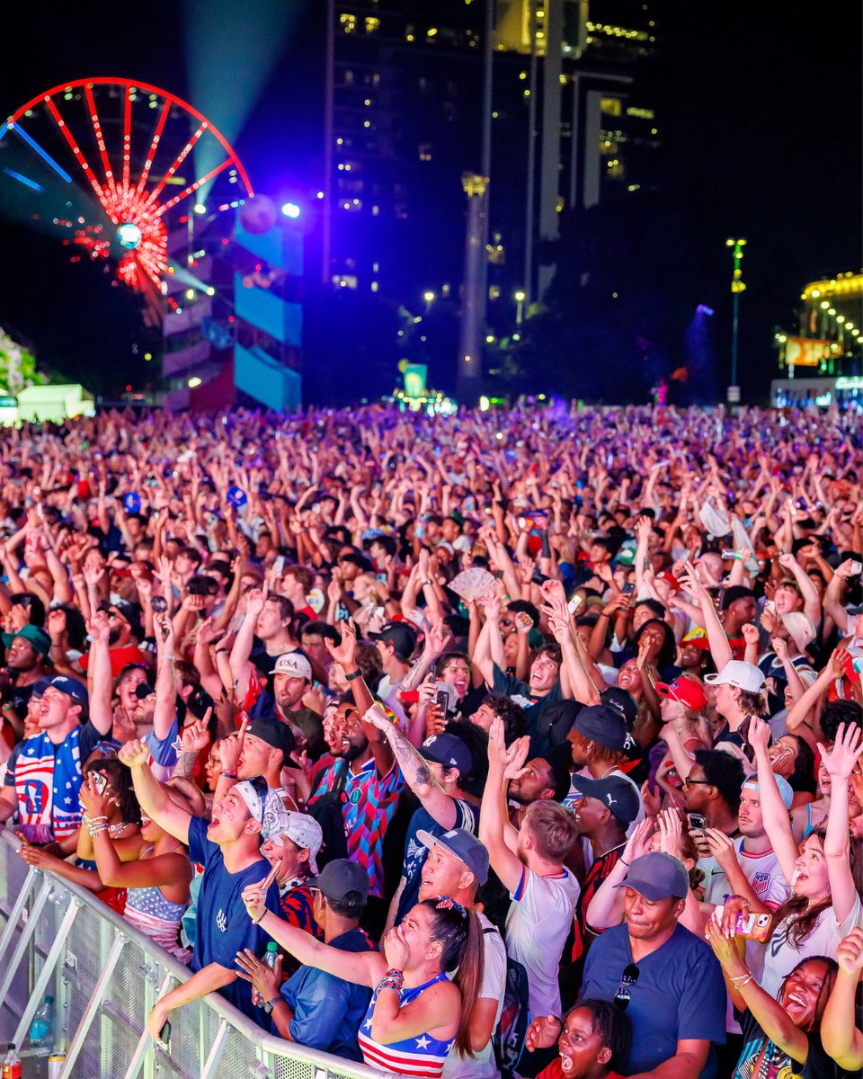 FWC26Atlanta's tweet photo. No matter the match. No matter the moment. Atlanta showed up!

A few of our favorite fan photos from our FIFA World Cup™ run. ❤️

#FIFAFanFestival #WeAre26 #WeAreAtlanta #FIFAWorldCup https://t.co/th930Wop3D