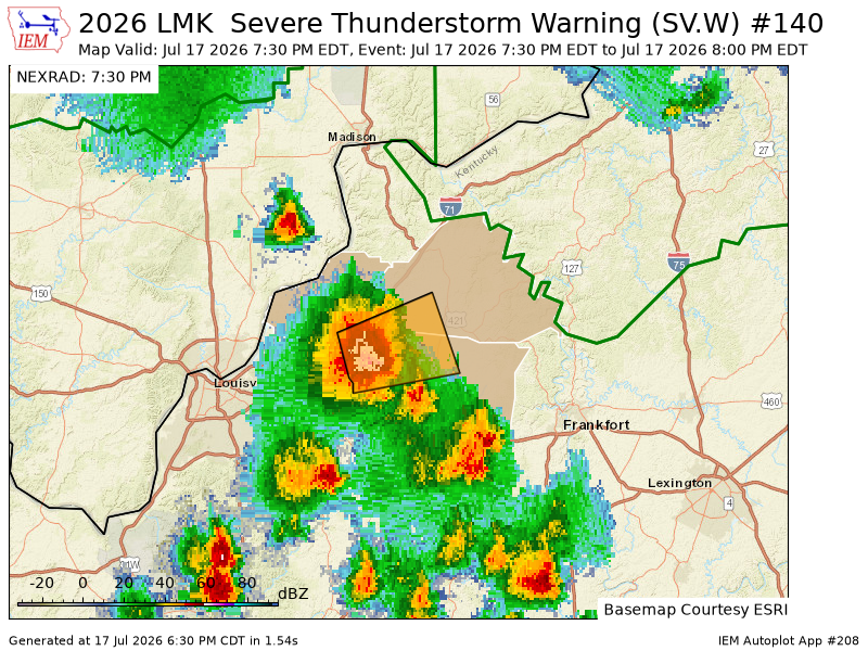iembot_lmk's tweet photo. LMK issues Severe Thunderstorm Warning [wind: 60 MPH (RADAR INDICATED), hail: <.75 IN (RADAR INDICATED)] for Henry, Oldham, Shelby [KY] till 8:00 PM EDT https://t.co/hrQjucDg86 https://t.co/92clfiQ3ff