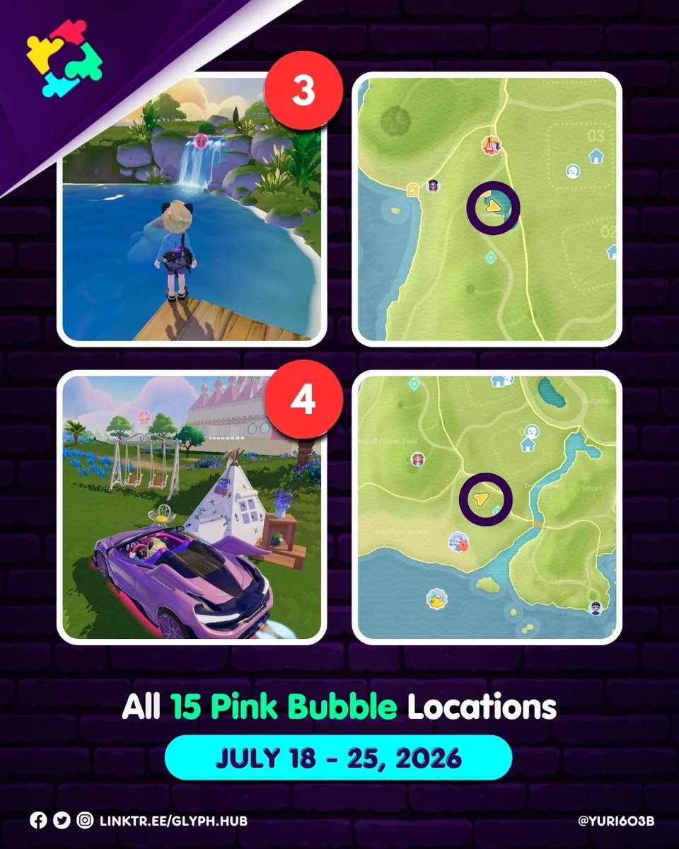 Glyph_Hub's tweet photo. [Heartopia]

All 15 Pink Bubble Locations for all servers July 18-25, 2026

#Heartopia #HeartopiaTips #HeartopiaGuide #PinkBubbles https://t.co/ObkNOLLbG6