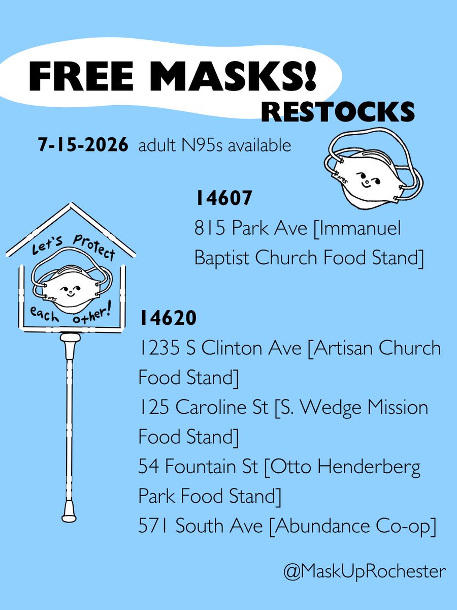 MaskUpRochester's tweet photo. we've been busy stocking **free masks** around the city this week 😷 

pick some up &amp; protect your lungs this weekend — the wildfire smoke 🔥 is predicted to be back by saturday morning https://t.co/OAJIeFZzWM