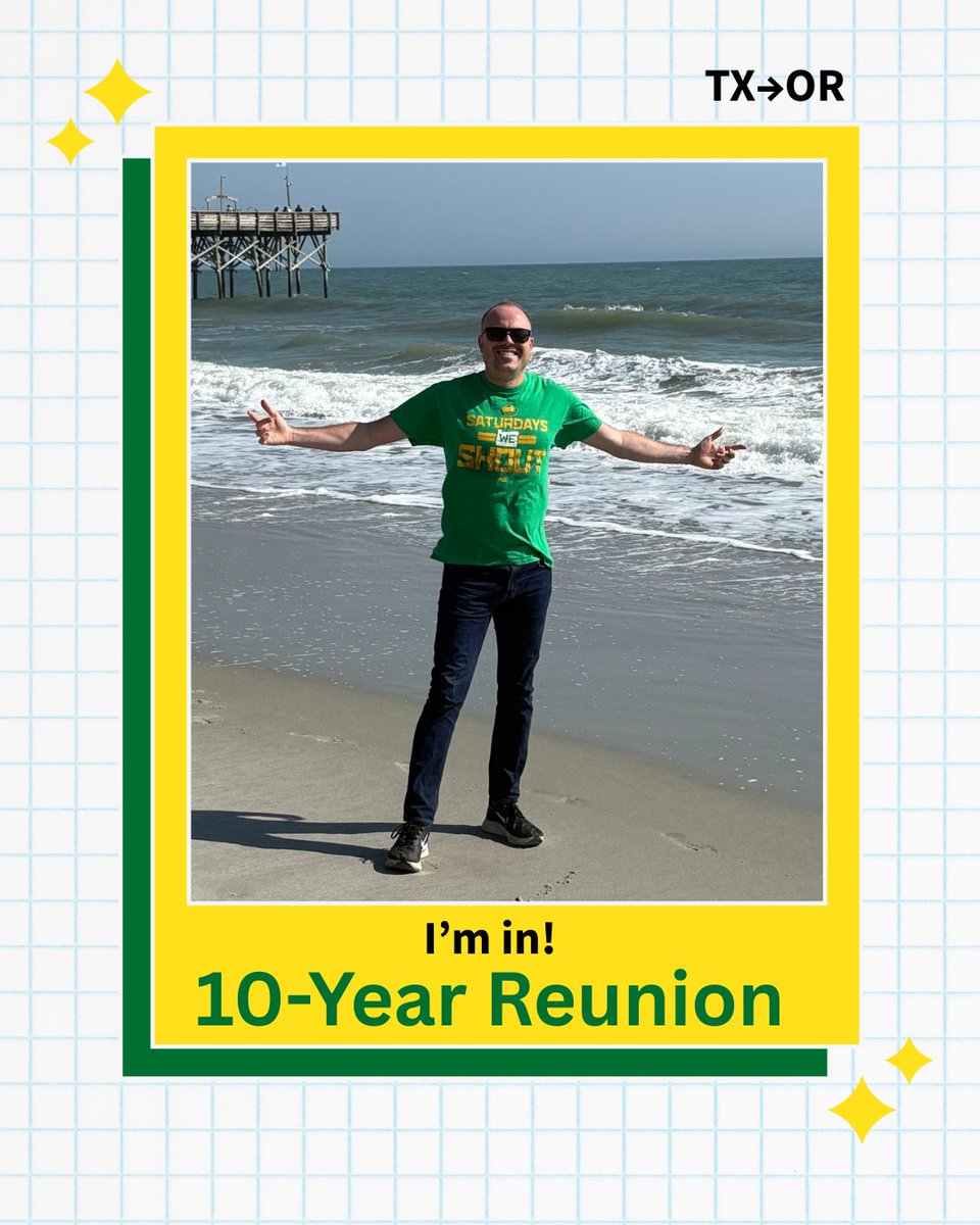 UOAlumni's tweet photo. "The chance to be with your class where it started is too good to pass up. If you’re on the fence about registering, no need to overthink it. Book the trip." - Trent Warren, BS ’15 (journalism)

Reminisce and reconnect when you register and book your stay https://t.co/L9Jyau8eFs https://t.co/BhN2fuGdY5