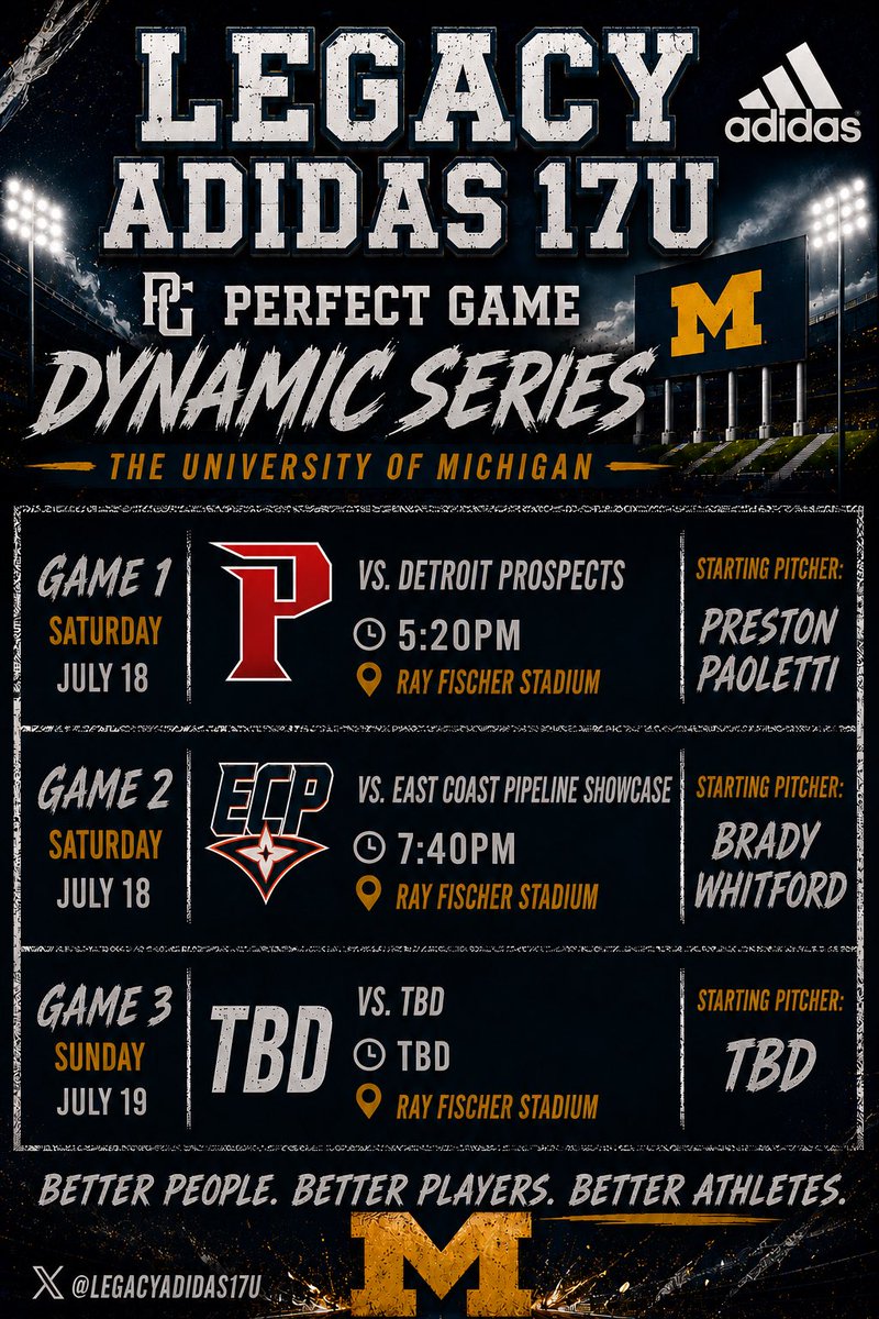 LegacyAdidas17u's tweet photo. Here is the updated pitching rotation due to air quality delays. https://t.co/AJmODUpnwi